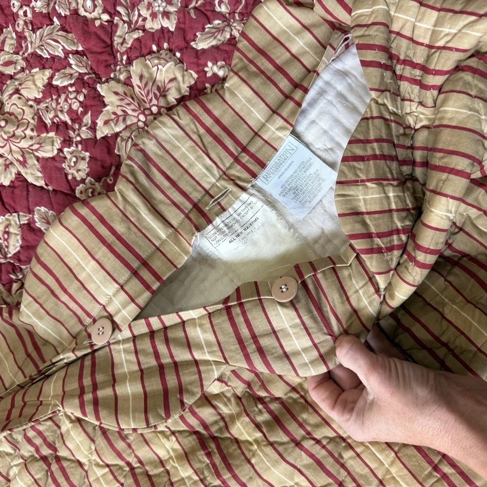 Restoration Hardware French Country Floral Stripes Pair of King Pillow Shams
